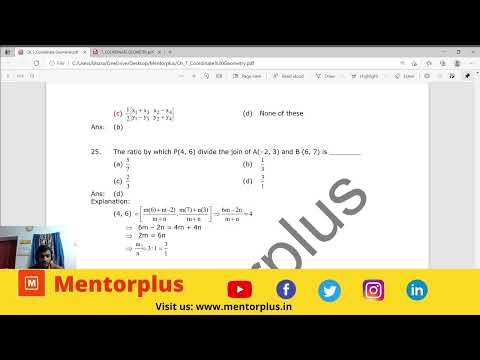 10th Class Maths COORDINATE GEOMETRY  Chapter    Discussion by Mentorplus