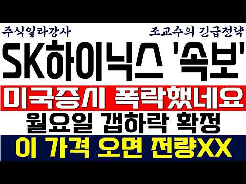 [SK하이닉스 주가전망 조교수] 미국증시 폭락했네요..월요일 갭하락 확정! 이 가격 오면 전량XX