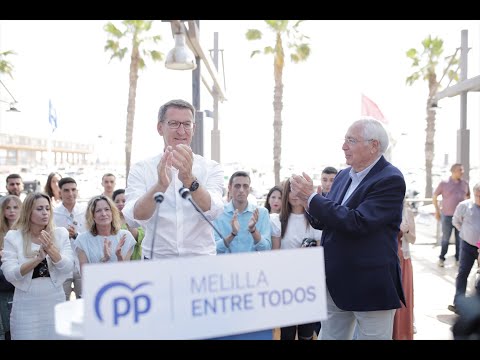 El presidente del PP, Alberto Núñez Feijóo, participa en un acto en Melilla