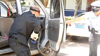 شرطي يخرج أفعى كوبرا من داخل سيارة