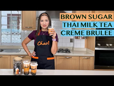 BROWN SUGAR THAI MILK TEA CRÈME BRULEE WITH KONJAC PEARLS - USING FRENCH PRESS - NO CONDENSED MILK!