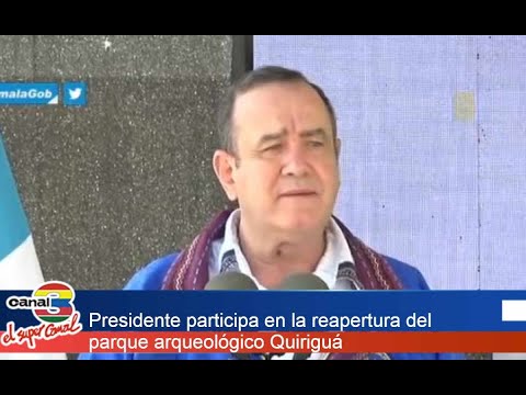 Presidente participa en la reapertura del parque arqueológico Quiriguá