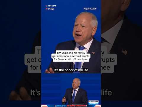 Tim Walz and his family get emotional as crowd erupts for Democratic VP nominee