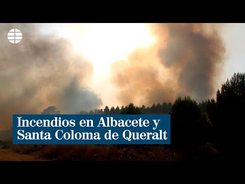Los bomberos y la UME trabajan para controlar los incendios de Albacete y Santa Coloma de Queralt