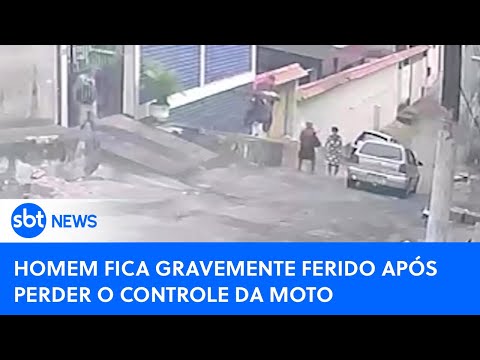 Motociclista fica gravemente ferido após perder controle da moto | #SBTNewsnaTV (04/05/24)