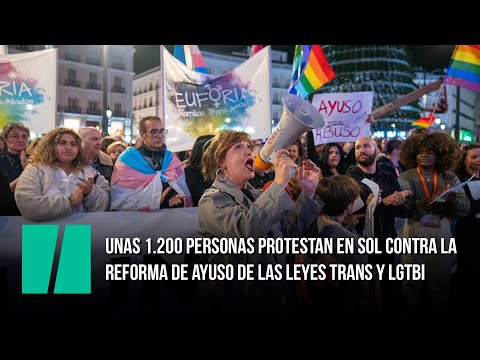 Unas 1.200 personas protestan en Sol contra la reforma de Ayuso de las leyes Trans y LGTBi