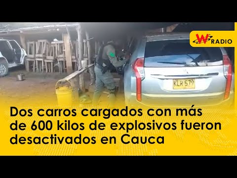 Policía y Ejército desactivaron dos carros cargados con más de 600 kilos de explosivos en el Cauca.