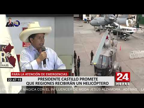 Presidente Castillo promete un helicóptero para cada región del país