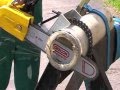Pneumatic Chain Saw Cutting Plastic Pipe