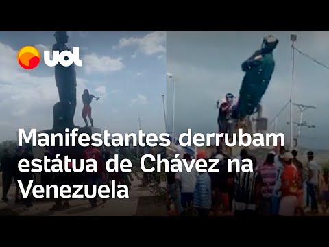 Protestos na Venezuela: Manifestantes derrubam estátua de Hugo Chavez contra reeleição de Maduro