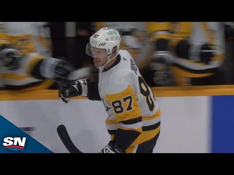 Sidney Crosby Redirects Power-Play Goal Off Slap Pass From Erik Karlsson