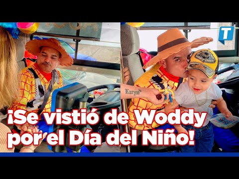 Conductor se disfraza de Woody para celebrar el Día del Niño