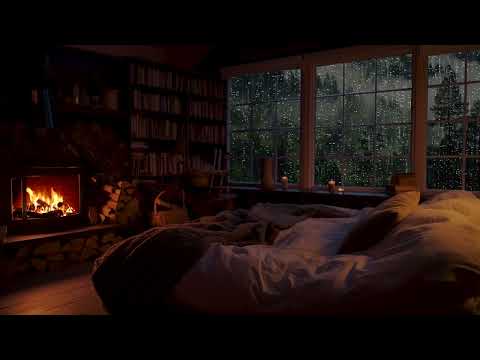 Deep Sleep with Heavy Rain and Thunder in Cozy Bed - ASMR Sounds of Rain at Night For Fall Asleep