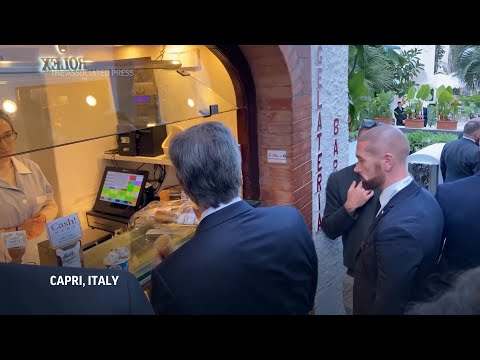 US Secretary of State Blinken unwinds with an ice cream after long day of G7 talks in Italy