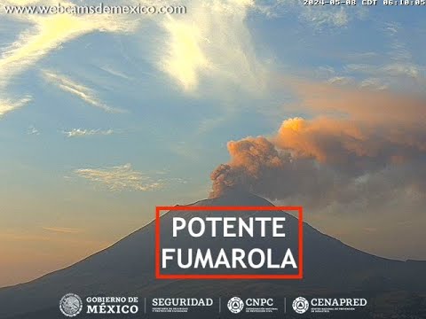 POPOCATÉPETL | Potente fumarola. El #Volcán #EnVivo