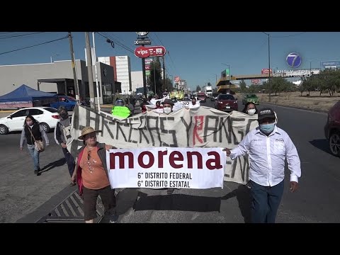 Morenistas protestaron contra la imposición de Mónica Rangel como candidata a la gubernatura de SLP.