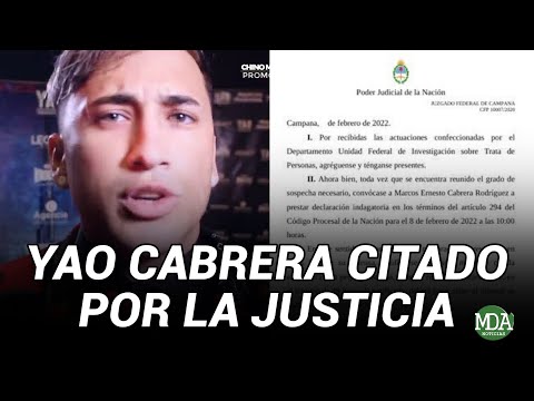 Sigue el ESCÁNDALO YAO CABRERA: citado por la JUSTICIA, insisten que tiene PROHIBIDO SALIR del PAÍS