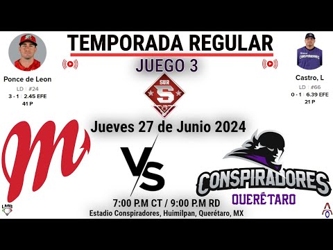 Diablos Rojos del México Vs Conspiradores de Querétaro, en vivo | Liga Mexicana de Beisbol | Juego 3