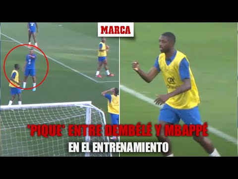 El 'pique' entre Dembélé y Mbappé en el entrenamiento de Francia I MARCA