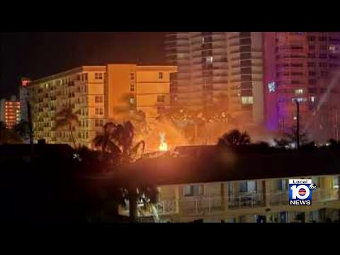 Videos show Pompano Beach building fire