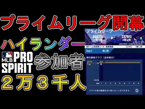 【メジャスピ】プライムリーグ開幕!ハイランダー参加者はまさかの23,000人!?【MLB PRO SPIRIT】