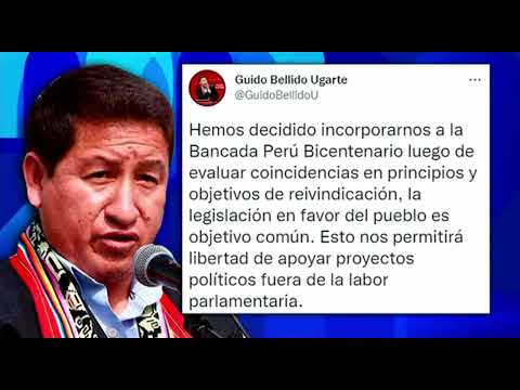 Guido Bellido se incorpora a bancada de Perú Bicentenario