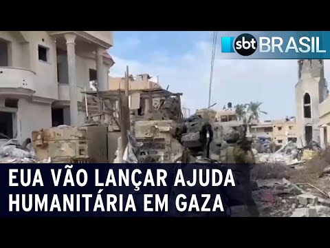 EUA anunciam envio de aviões com ajuda humanitária para a Faixa de Gaza | SBT Brasil (01/03/2024)