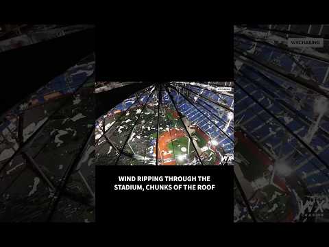 Hurricane Milton destroys the roof of Tropicana Field, the Tampa Bay Rays' stadium