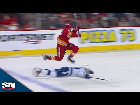 Flames Nazem Kadri Leaps Over J.J. Moser To Fire Home Goal