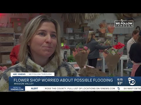 Flower shop impacted in Jan. 2024 flood prepares for another Valentine's Day amid rain