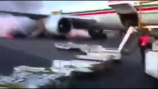 فيديو:اندلاع حريق بمطار مونتريال في احدى طائرات “الخطوط المغربية”