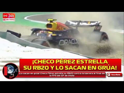 ¡Lo sacan en grúa! Checo Pérez estrella su RB20 contra la barrera al final de la FP3 del GP de Imola