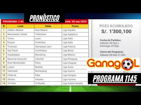 GANAGOL 1145 ANÁLISIS COMPLETO, PRONÓSTICO SENCILLA Y 5 DOBLES Y RESULTADOS PREVIOS 1144 ¡SUSCRIBETE