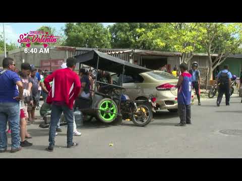 Irresponsabilidad vial dejó dos lesionados en el barrio La Primavera, Managua - Nicaragua