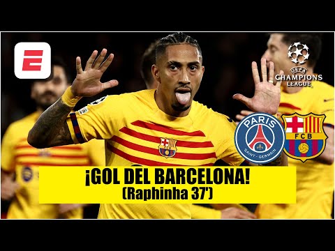 GOL DE RAPHINHA pone arriba al BARCELONA 1-0 vs PSG de MBAPPÉ en PARÍS | UEFA Champions League