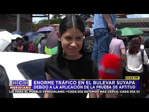 ¡Colapsado! tráfico horrible en el bulevar Suyapa por prueba PAA en la UNAH