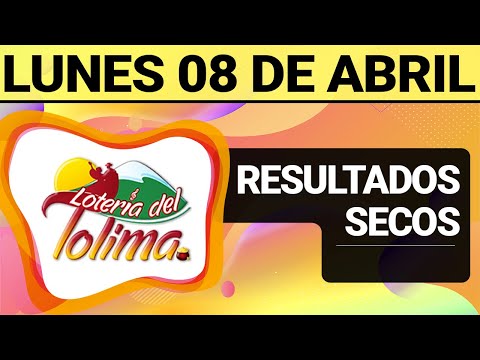 Resultado SECOS Lotería del TOLIMA Lunes 8 de Abril de 2024  SECOS
