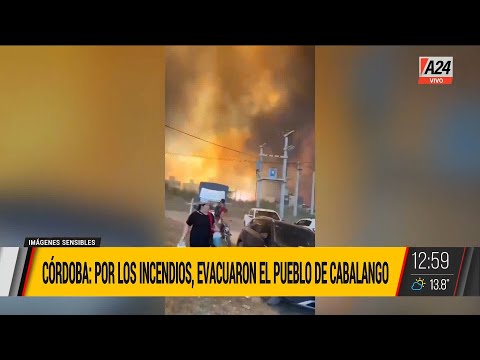 Córdoba: por los incendios, evacuaron en el pueblo de Cabalango