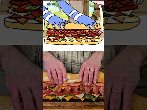 Stack Em' High With Regular Shows Epic Hoagie!🤤 #shorts #mordecai #rigby #regularshow
