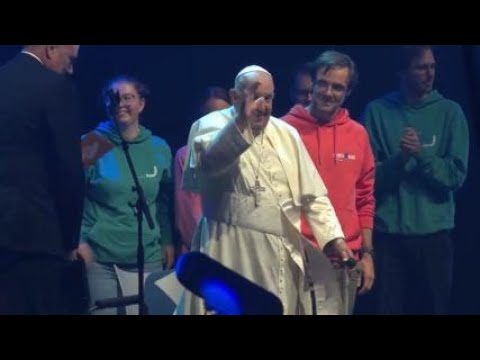 Pope Francis makes surprise visit to the Hope Happening festival in Brussels