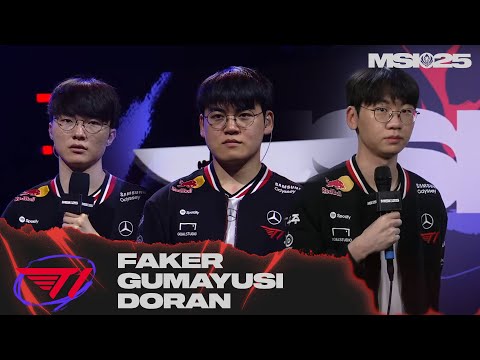 T1 Faker, Gumayusi, Doran 인터뷰 | CFO vs T1 | 07.04 | MSI 2025