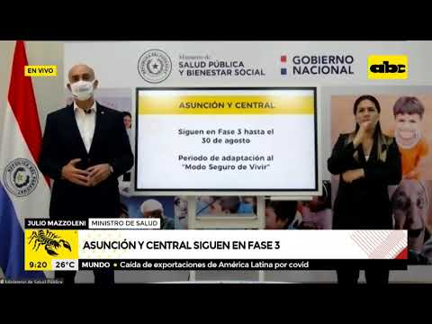 Asunción y Central continuarán en fase 3 de cuarentena