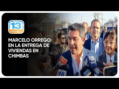 Marcelo Orrego en la entrega de viviendas en Chimbas