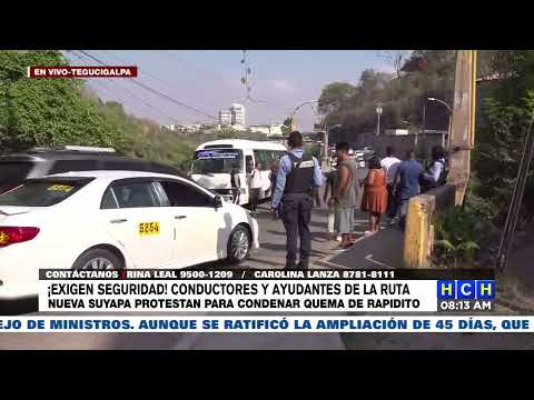 ¡Exigiendo seguridad!  protestan conductores y ayudantes de la ruta de transporte Nueva Suyapa