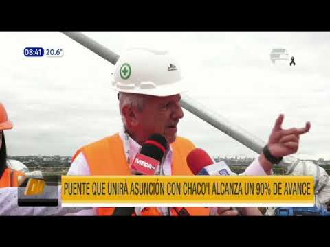 Puente que unirá Asunción con Chaco'i alcanza un 90% de avance
