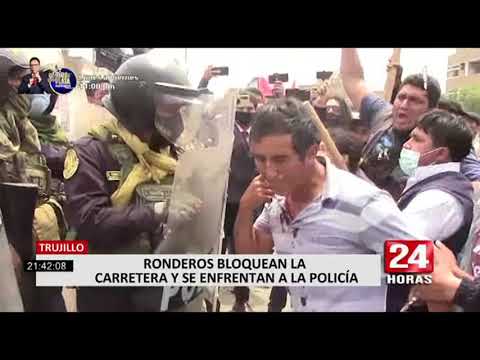Trujillo: ronderos enfrentan a policías en intento por bloquear Panamericana Norte