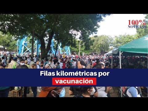 Filas kilométricas de nicaragüenses por vacuna covid-19 para mayores de 30 años
