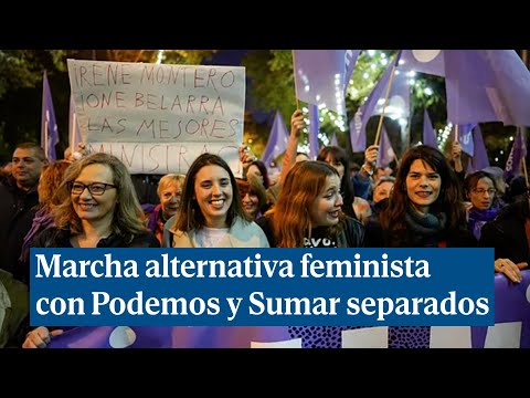 Podemos y Sumar acuden a la marcha feminista alternativa, pero no se juntan