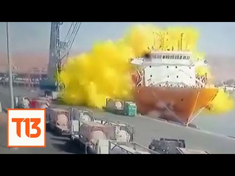 Explota tanque con gas tóxico mortal en puerto de Jordania