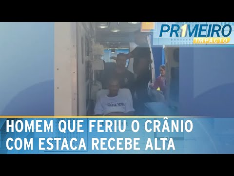 Carpinteiro atingido na cabeça por estaca recebe alta | Primeiro Impacto (25/07/24)